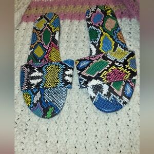 Colorful Snake Print Sandals